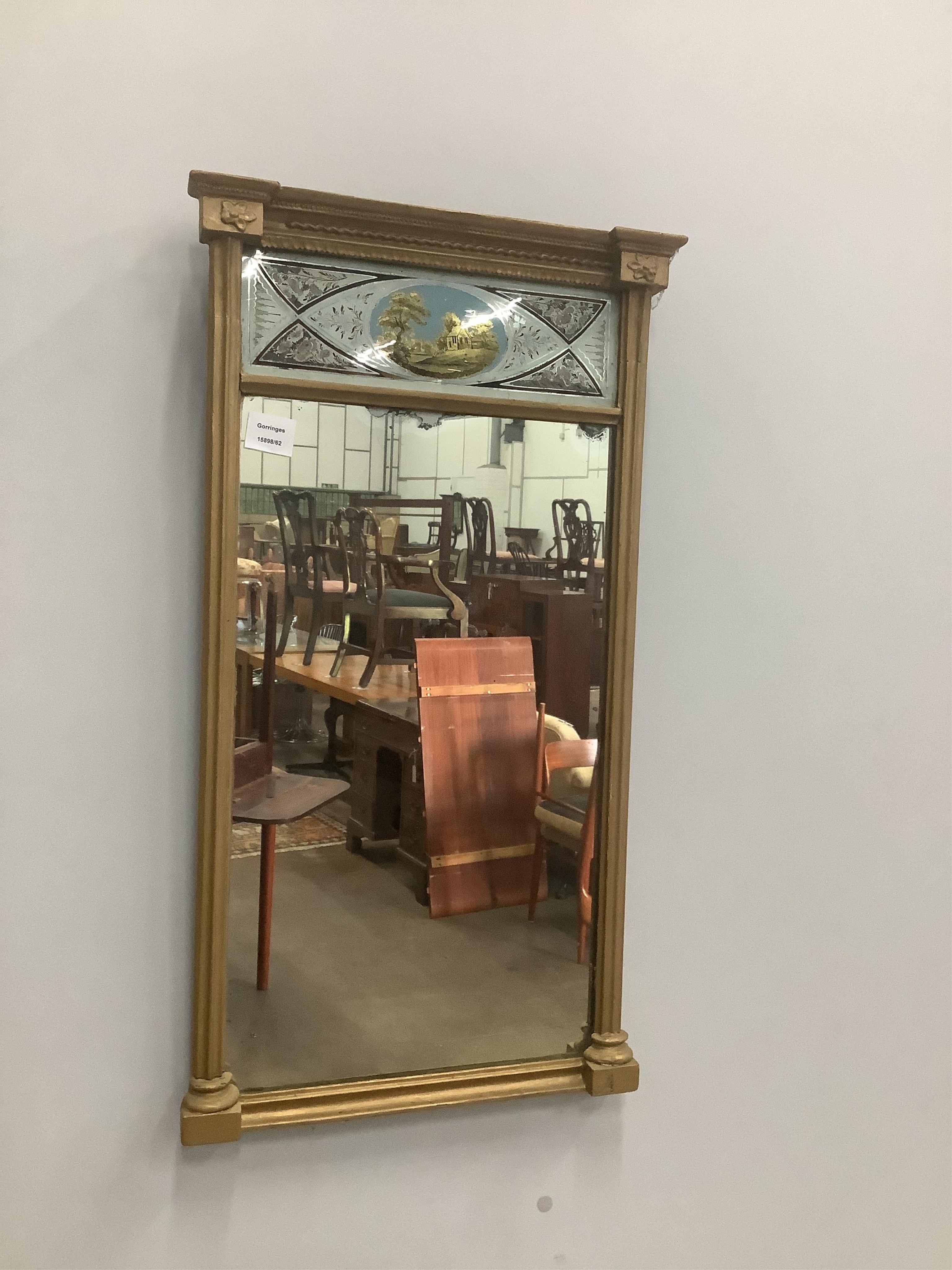 A Regency giltwood and composition pier glass, width 44cm, height 80cm. Condition - fair